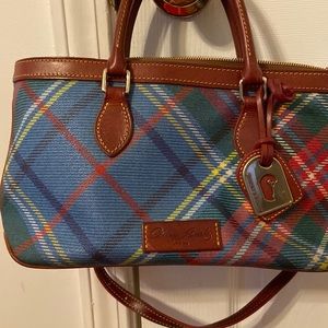 Multi colored Dooney & Burke crossbody w/ change purse